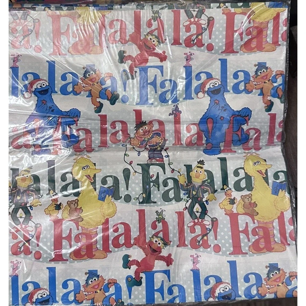 NOS 2000 Sesame Street Big Bird  Christmas Wrapping Paper 6 Sheets 30x30 Sealed